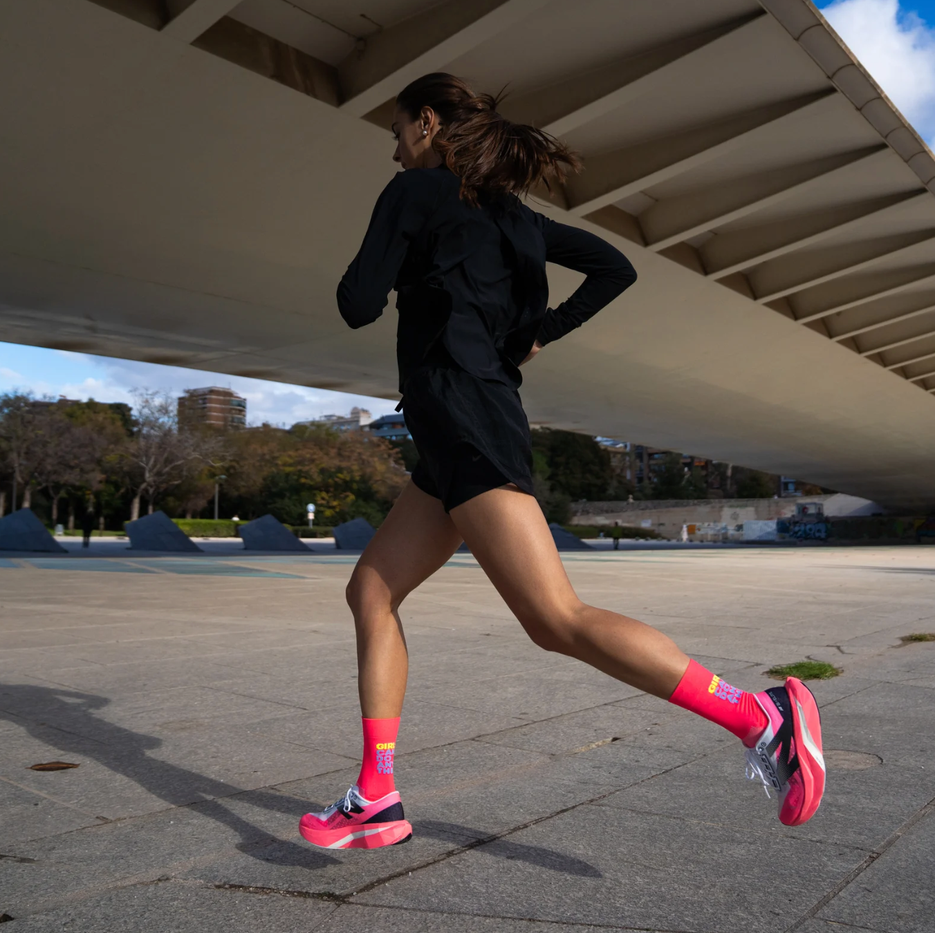 Chaussettes running Sporcks - GIRLS CAN DO Pink