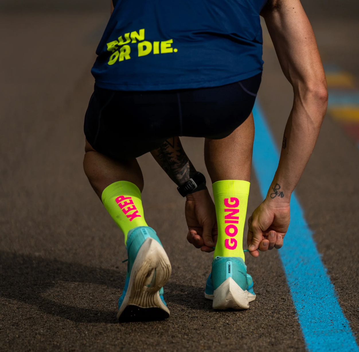 Chaussettes running Sporcks - keep going yellow