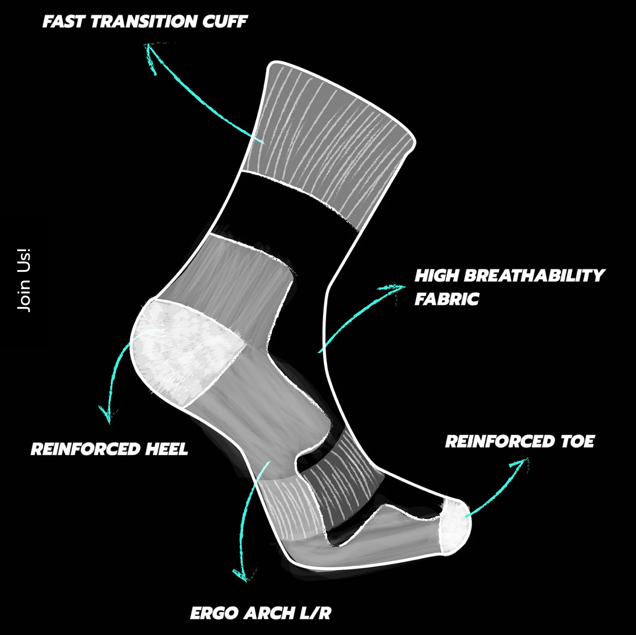 Chaussettes running Sporcks - MARATHON BLACK