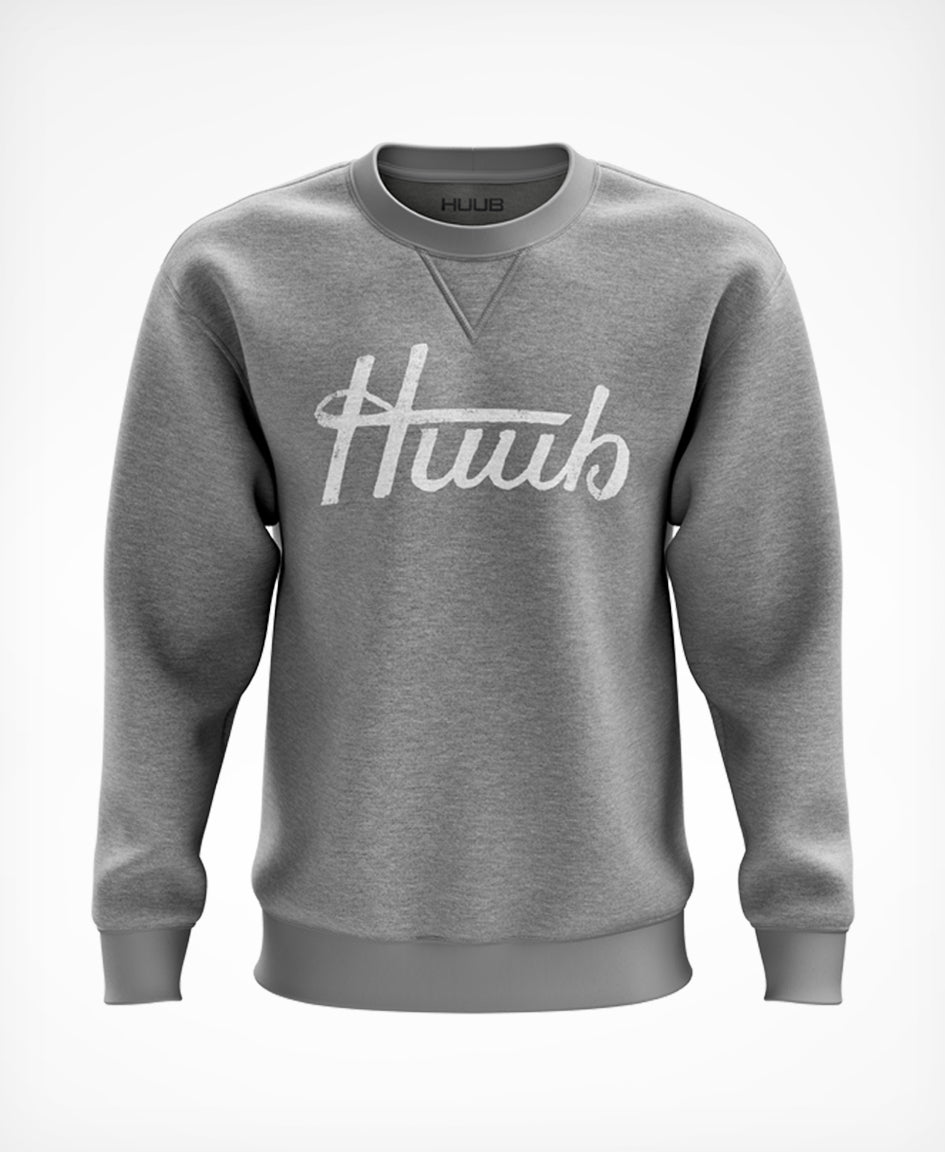Script blanc - Sweat gris - HUUB