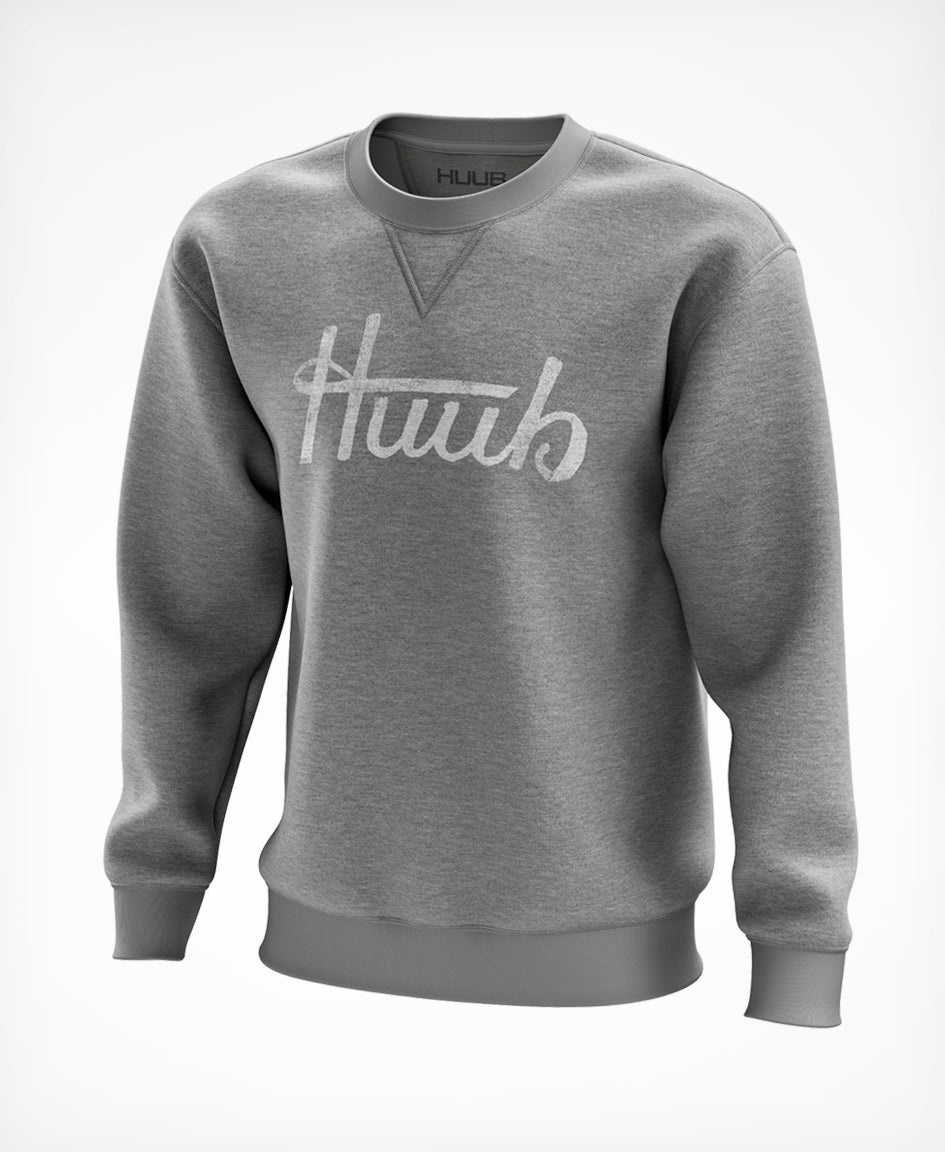 Script blanc - Sweat gris - HUUB