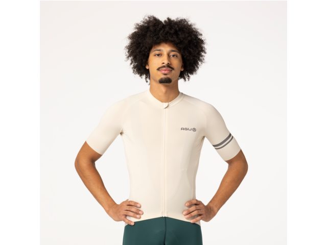 Maillot de vélo manche courte performance solid - Homme - Peanut Cream AGU