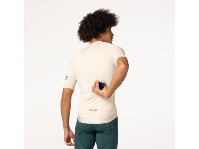 Maillot de vélo manche courte performance solid - Homme - Peanut Cream AGU