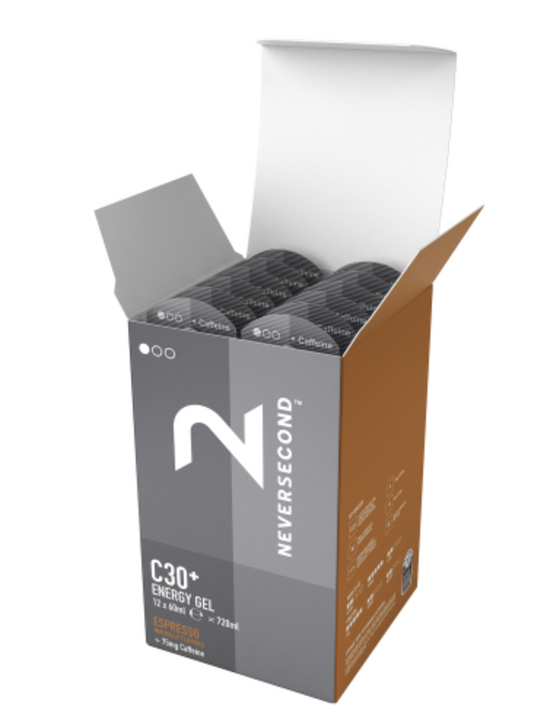 Boite de 12 energy gels C30 espresso cafeine - Neversecond