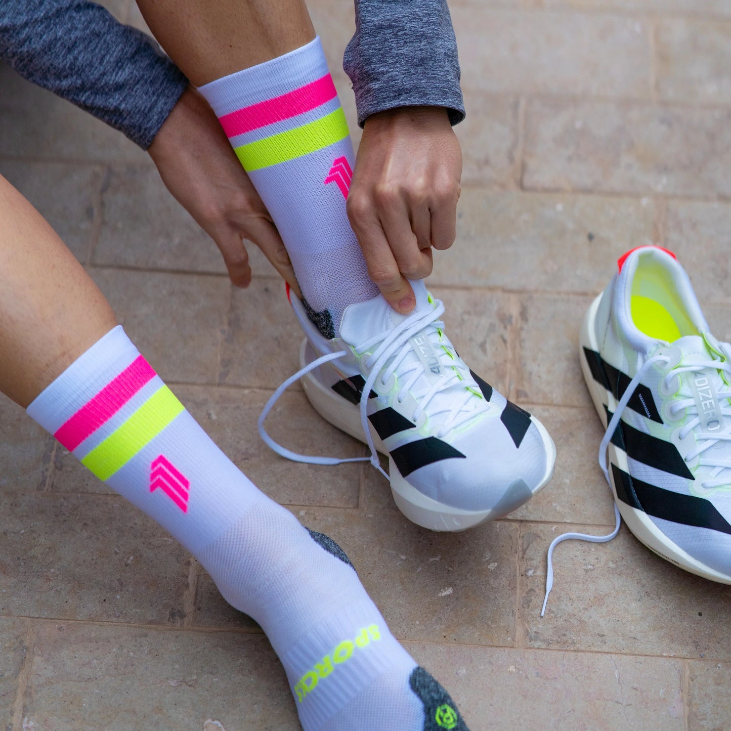 Chaussettes running Sporcks ULTRALIGHT white pink