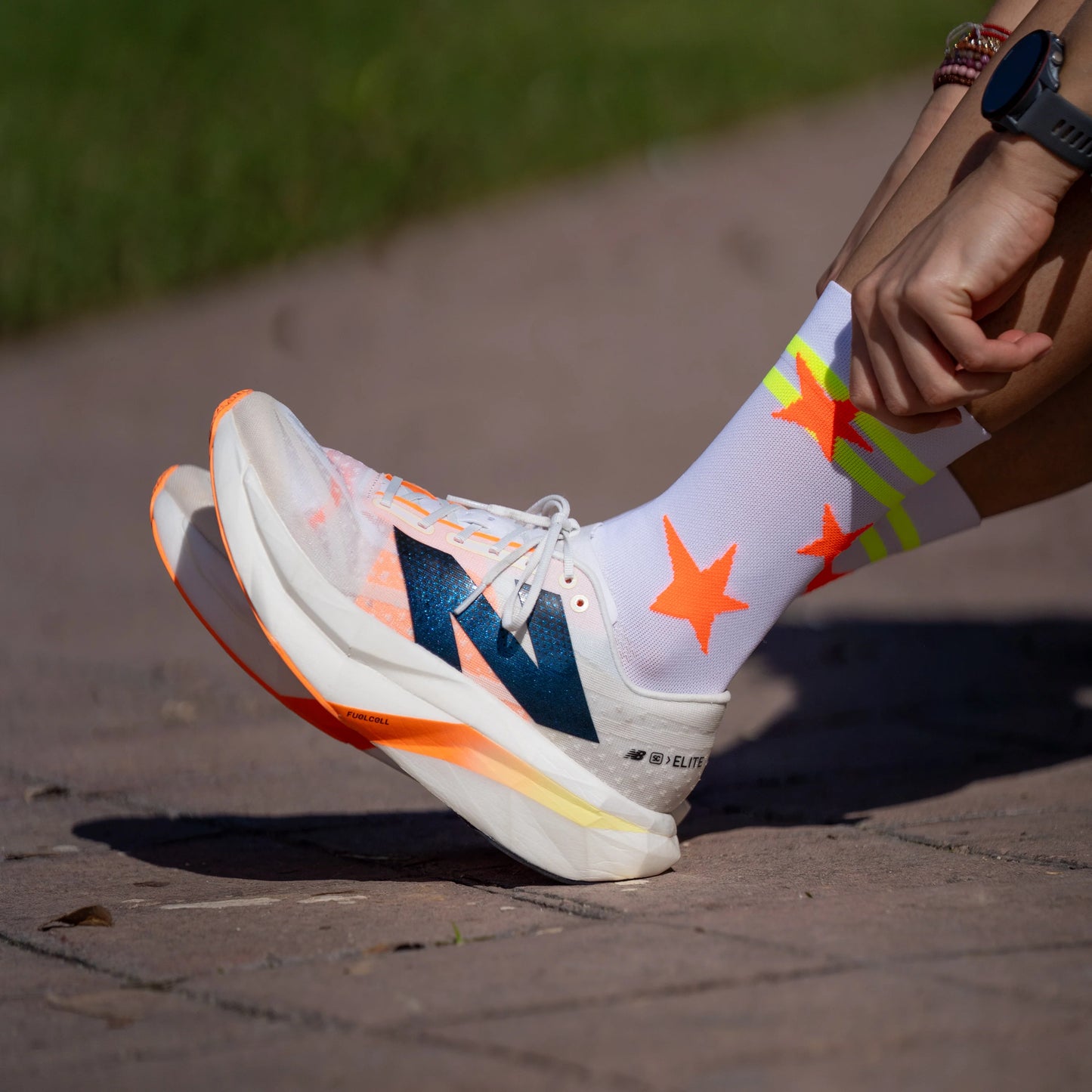 Chaussettes running Sporcks run star orange