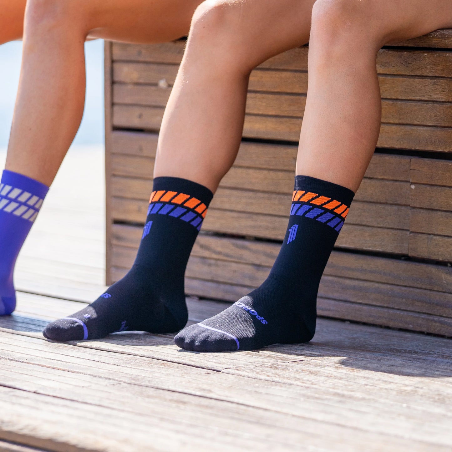 Chaussettes running Sporcks ultralight stripe black
