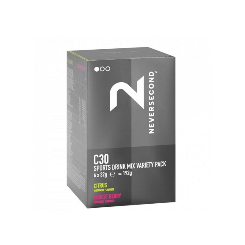 erplain_file_id:921027 - Boisson Neversecond boite de 6 sachet de boisson d'effort C30 Citrus / Forest berry 6x32gr