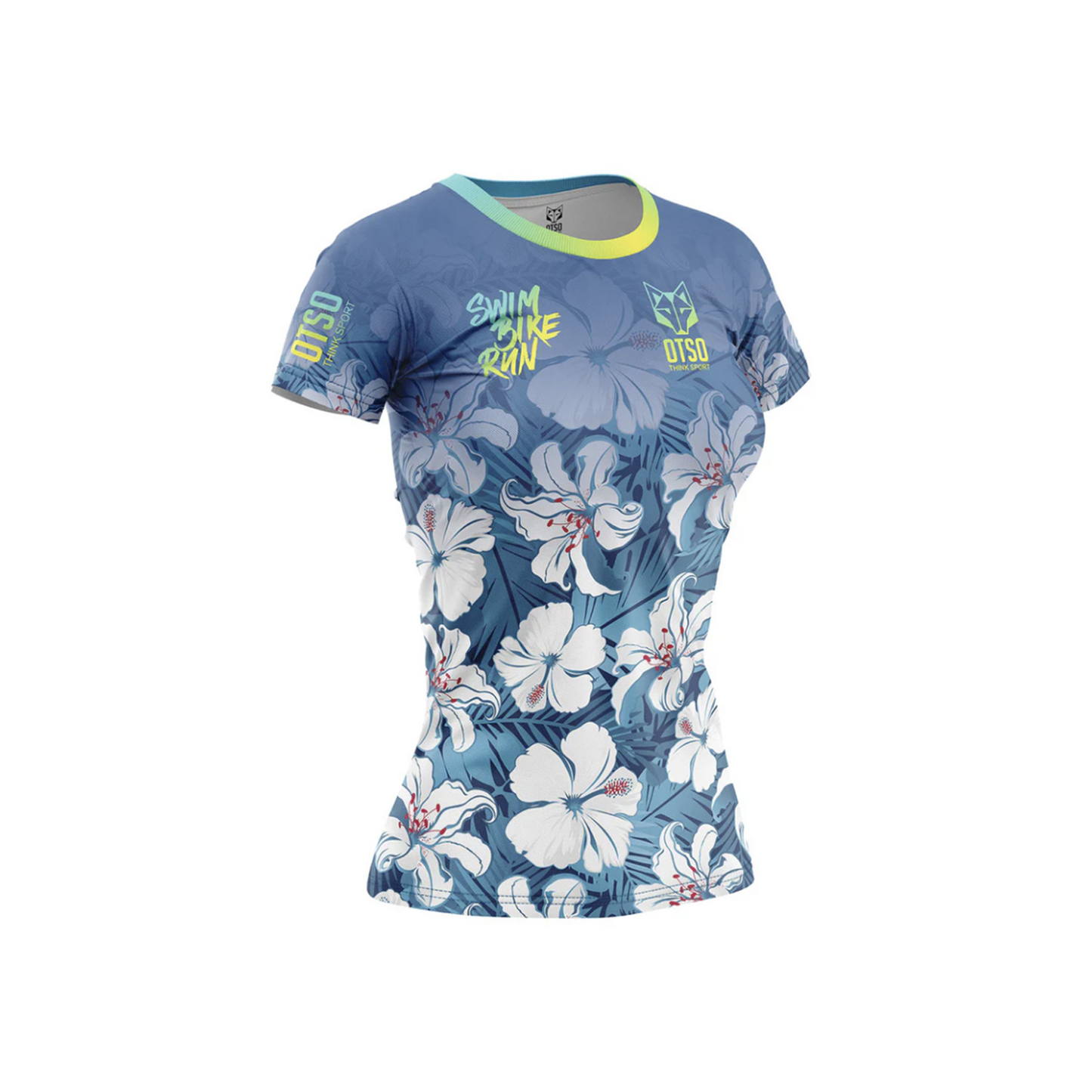 Textile femme T-shirt Swim bike run flower - OTSO