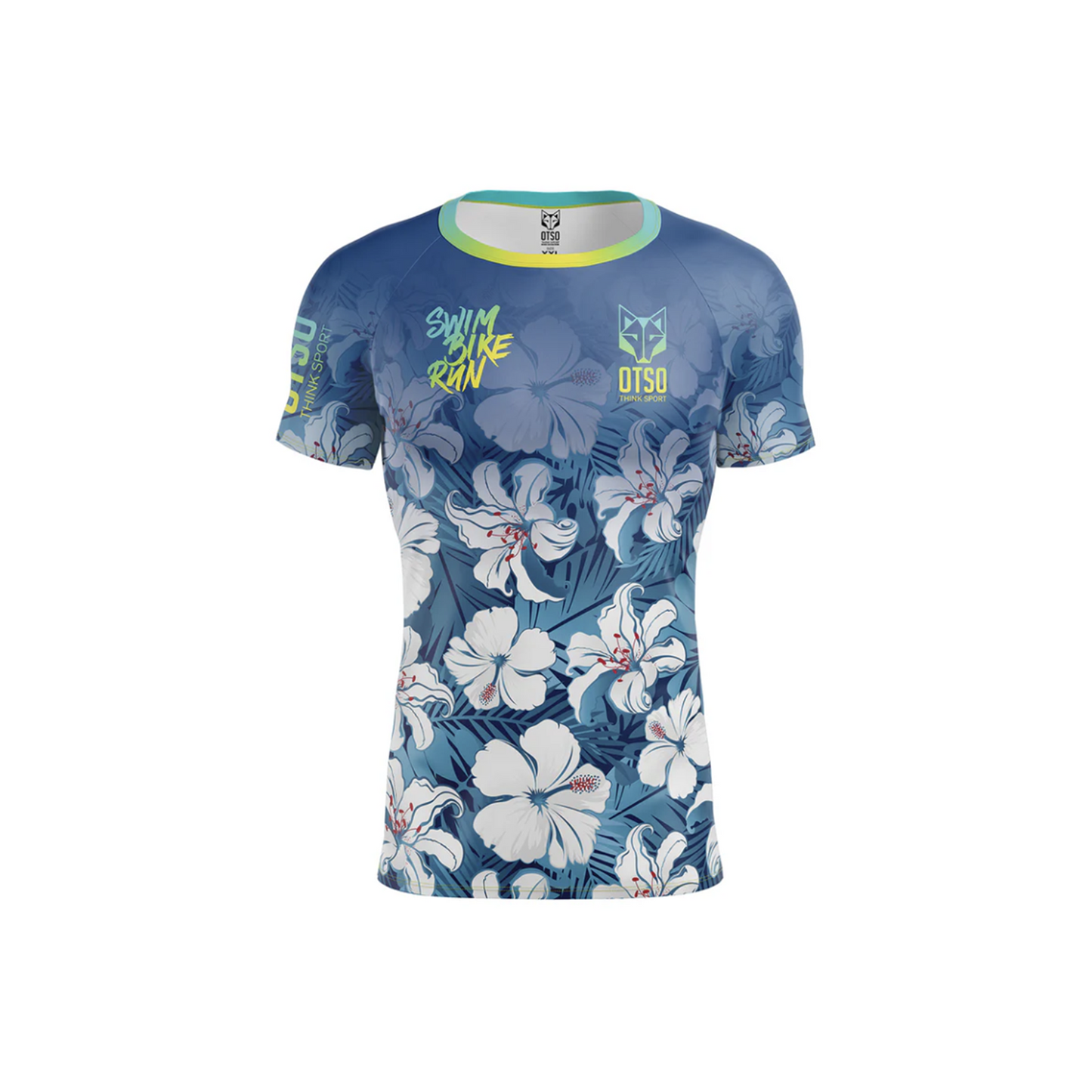 Textile homme T-shirt Swim bike run flower - OTSO